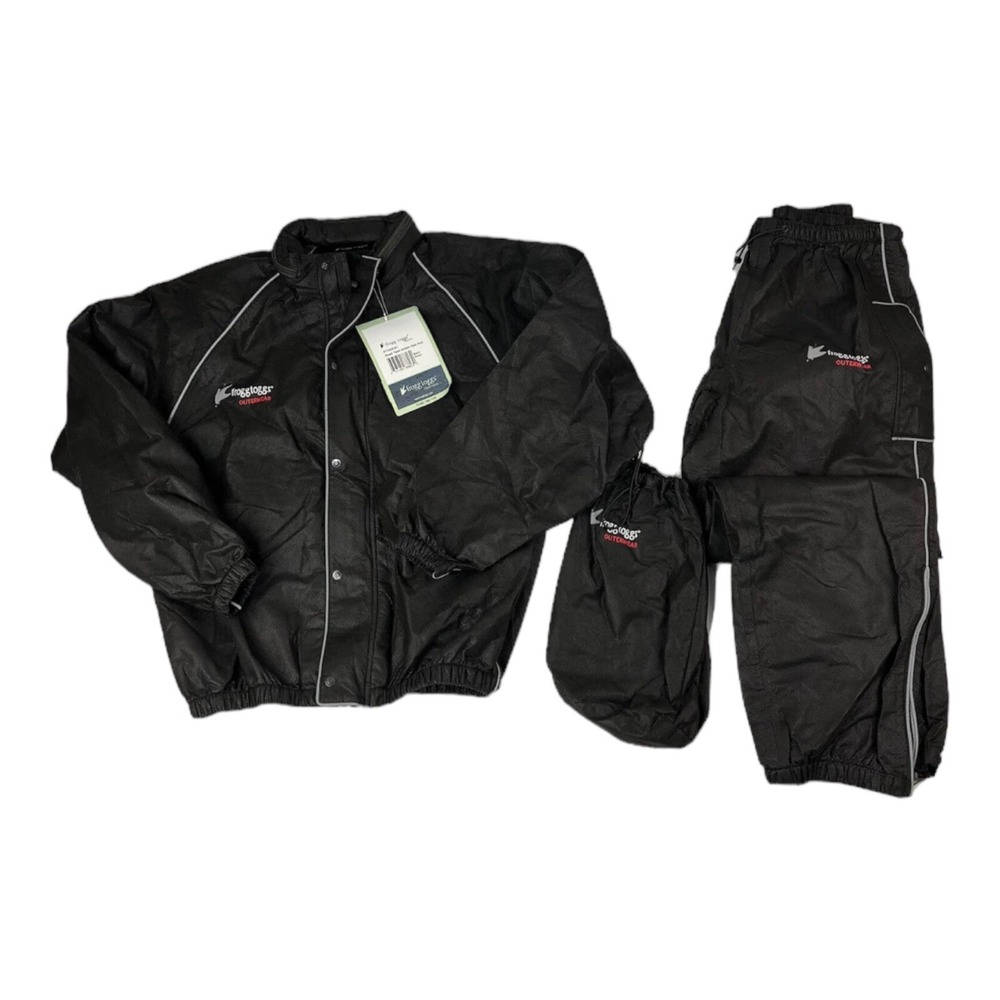 Frogg Toggs Black Road Toad Reflective Full Rain Suit Mens Size Small S